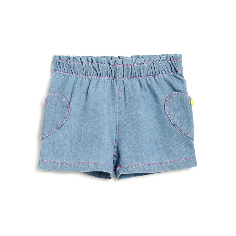 Girls Medium Light Blue Short Woven Trousers image number null